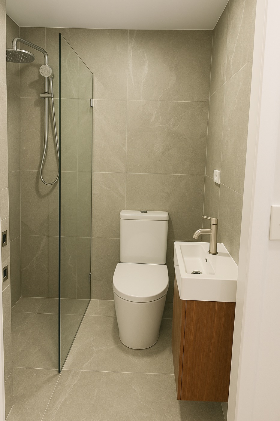 Clean, freshly serviced shared bathroom